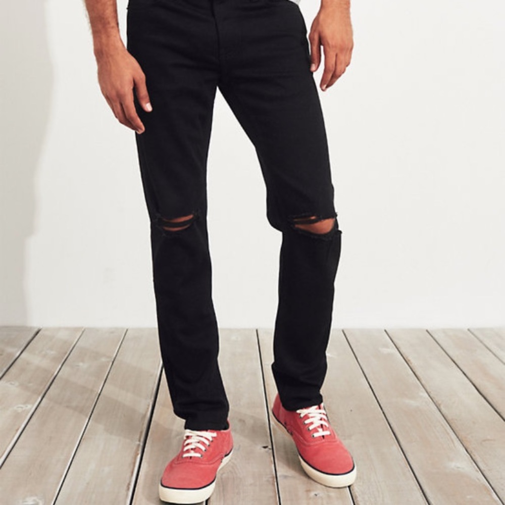Hollister black ripped skinny jeans